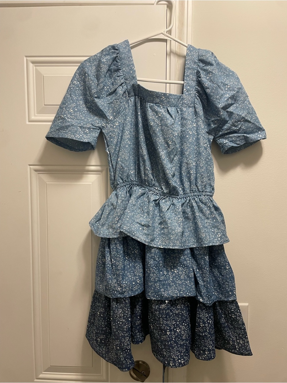 Fate - Womens Blue Floral Tiered Mini Dress